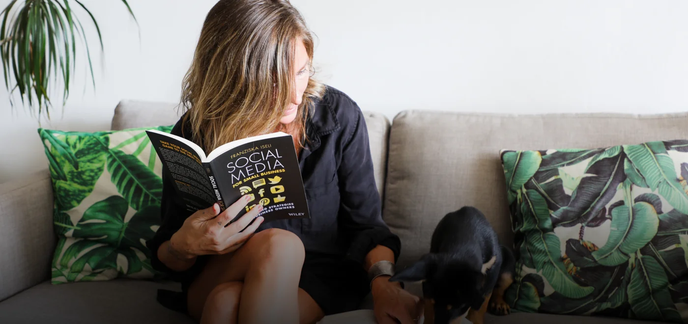 Franziska reading one of her books